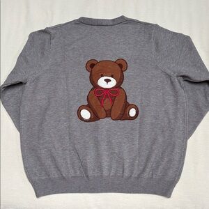 Double Knit Teddy Bear Cardigan with embroidery- brand new